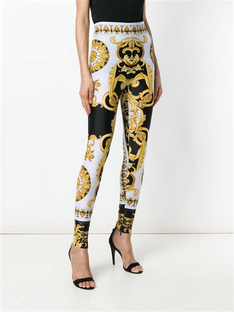 versace print tights|Versace baroque leggings.